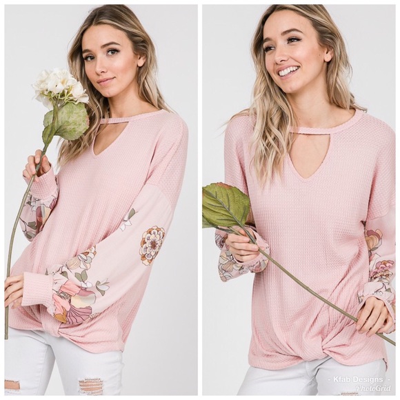🥰LAST 1! Blush Waffle Knit Choker Contrast Top! - Picture 8 of 8